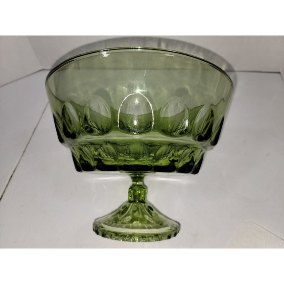 Hazel Atlas Other - Hazel Atlas Reflection Green 10" Pedestal Fruit Bowl Serving Depression Glass